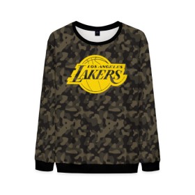 Мужской свитшот 3D с принтом Los Angeles Lakers Camo Gold в Белгороде, 100% полиэстер с мягким внутренним слоем | круглый вырез горловины, мягкая резинка на манжетах и поясе, свободная посадка по фигуре | Тематика изображения на принте: 