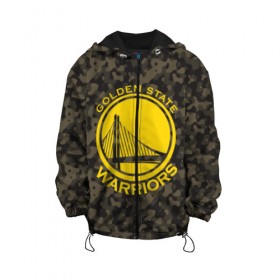 Детская куртка 3D с принтом Golden State Warriors camo в Белгороде, 100% полиэстер | застежка — молния, подол и капюшон оформлены резинкой с фиксаторами, по бокам — два кармана без застежек, один потайной карман на груди, плотность верхнего слоя — 90 г/м2; плотность флисового подклада — 260 г/м2 | golden state | golden state warriors | nba | warriors | баскетбол | голден стэйт | голден стэйт уорриорз | камуфляж | нба | спорт | уорриорз camo | хаки