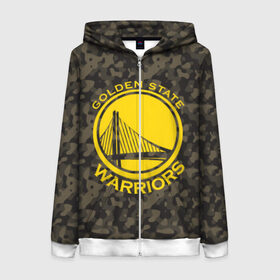 Женская толстовка 3D на молнии с принтом Golden State Warriors camo в Белгороде, 100% полиэстер | длина до линии бедра, манжеты и пояс оформлены мягкой тканевой резинкой, двухслойный капюшон со шнурком для регулировки, спереди молния, по бокам два кармана | golden state | golden state warriors | nba | warriors | баскетбол | голден стэйт | голден стэйт уорриорз | камуфляж | нба | спорт | уорриорз camo | хаки