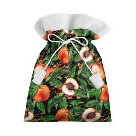 Подарочный 3D мешок с принтом Персики в Белгороде, 100% полиэстер | Размер: 29*39 см | аромат | зелень | лето | листья | персик | плоды | сад | сочный | спелый | фрукты | цветы