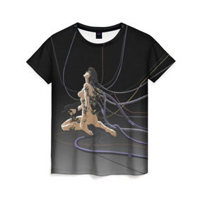 Женская футболка 3D с принтом Ghost in the shell v.2 в Белгороде, 100% полиэфир ( синтетическое хлопкоподобное полотно) | прямой крой, круглый вырез горловины, длина до линии бедер | anime | black. | ghost in the shell | motoko | аниме | мотоко | призрак в доспехах | чёрный