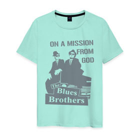 Мужская футболка хлопок с принтом Братья Блюз в Белгороде, 100% хлопок | прямой крой, круглый вырез горловины, длина до линии бедер, слегка спущенное плечо. | американский. комедийный. киномюзикл