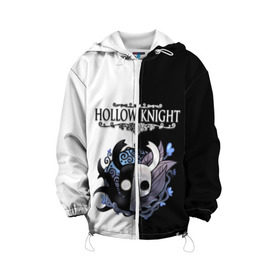 Детская куртка 3D с принтом Hollow Knight (Black & White) в Белгороде, 100% полиэстер | застежка — молния, подол и капюшон оформлены резинкой с фиксаторами, по бокам — два кармана без застежек, один потайной карман на груди, плотность верхнего слоя — 90 г/м2; плотность флисового подклада — 260 г/м2 | game | hollow knight | hollow knight godmaster | hollow knight map | hollow knight ps4 | silksong | белый | зот могучий | игра | карта | королевство | метроидвания | полый король | приключения букашек | халлоунест | холлоу кнайт | черный
