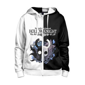 Детская толстовка 3D на молнии с принтом Hollow Knight (Black & White) в Белгороде, 100% полиэстер |  манжеты и пояс оформлены широкой мягкой резинкой, двухслойный капюшон со шнурком для регулировки, спереди карманы и застежка-молния
 | game | hollow knight | hollow knight godmaster | hollow knight map | hollow knight ps4 | silksong | белый | зот могучий | игра | карта | королевство | метроидвания | полый король | приключения букашек | халлоунест | холлоу кнайт | черный