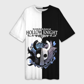 Платье-футболка 3D с принтом Hollow Knight (Black  White) в Белгороде,  |  | game | hollow knight | hollow knight godmaster | hollow knight map | hollow knight ps4 | silksong | белый | зот могучий | игра | карта | королевство | метроидвания | полый король | приключения букашек | халлоунест | холлоу кнайт | черный