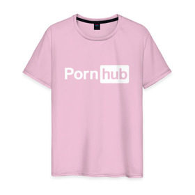 Мужская футболка хлопок с принтом PornHub в Белгороде, 100% хлопок | прямой крой, круглый вырез горловины, длина до линии бедер, слегка спущенное плечо. | brazzers | браззерс