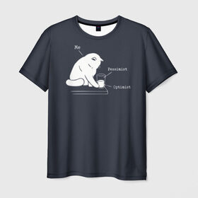 Мужская футболка 3D с принтом Кот хулиган в Белгороде, 100% полиэфир | прямой крой, круглый вырез горловины, длина до линии бедер | волосатый | вредный | киса | кот | котей | кошка | мем | оптимист | пессимист | полосатый | разбил | хулиган | шерстяной