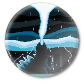 Значок с принтом Pixel Godzilla в Белгороде,  металл | круглая форма, металлическая застежка в виде булавки | Тематика изображения на принте: 