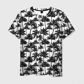 Мужская футболка 3D с принтом Пальмы ночью в Белгороде, 100% полиэфир | прямой крой, круглый вырез горловины, длина до линии бедер | 