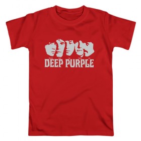 Мужская футболка хлопок с принтом Deep Purple в Белгороде, 100% хлопок | прямой крой, круглый вырез горловины, длина до линии бедер, слегка спущенное плечо. | британская | джон лорд | иэн пейс | крис кёртис | ричи блэкмор | рок группа | хард рок