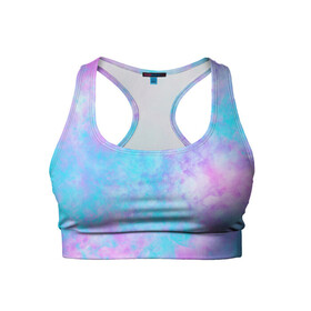 Женский спортивный топ 3D с принтом Мрамор Tie Dye в Белгороде, 82% полиэстер, 18% спандекс Ткань безопасна для здоровья, позволяет коже дышать, не мнется и не растягивается |  | tie dye | летняя футболка | розовый | синий | тай дай | фиолетовый | яркая футболка