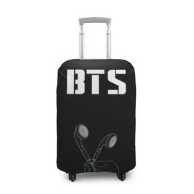 Чехол для чемодана 3D с принтом BTS(наушники в руке) в Белгороде, 86% полиэфир, 14% спандекс | двустороннее нанесение принта, прорези для ручек и колес | bangtan boys | beyond the scene | bts | бтс | группа | музыка | песни | южнокорейский бойбенд