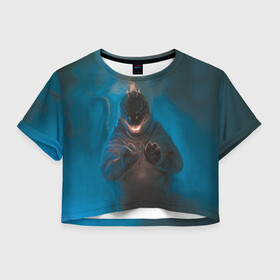 Женская футболка Crop-top 3D с принтом Blue в Белгороде, 100% полиэстер | круглая горловина, длина футболки до линии талии, рукава с отворотами | Тематика изображения на принте: godzilla | king of the monsters | годзила | годзилла 2 | король монстров