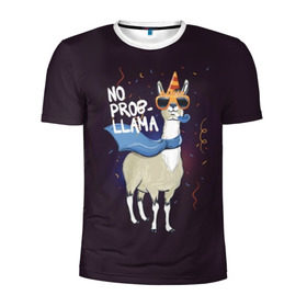 Мужская футболка 3D спортивная с принтом No prob-llama в Белгороде, 100% полиэстер с улучшенными характеристиками | приталенный силуэт, круглая горловина, широкие плечи, сужается к линии бедра | лама
lama
вечеринка
тусовка
party
нет проблем