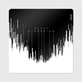 Магнит виниловый Квадрат с принтом DEATH STRANDING | DS в Белгороде, полимерный материал с магнитным слоем | размер 9*9 см, закругленные углы | Тематика изображения на принте: bridges | death stranding | fragile express | games | kojima | kojima productions | logo | ludens | игры | кодзима | лого | люденс