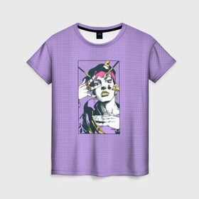 Женская футболка 3D с принтом Kishibe Rohan in Purple в Белгороде, 100% полиэфир ( синтетическое хлопкоподобное полотно) | прямой крой, круглый вырез горловины, длина до линии бедер | Тематика изображения на принте: diamond is unbreakable | heavens door | jjba | jojo | kishibe | rohan