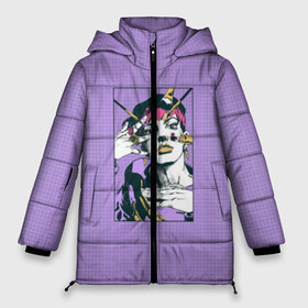 Женская зимняя куртка 3D с принтом Kishibe Rohan in Purple в Белгороде, верх — 100% полиэстер; подкладка — 100% полиэстер; утеплитель — 100% полиэстер | длина ниже бедра, силуэт Оверсайз. Есть воротник-стойка, отстегивающийся капюшон и ветрозащитная планка. 

Боковые карманы с листочкой на кнопках и внутренний карман на молнии | diamond is unbreakable | heavens door | jjba | jojo | kishibe | rohan