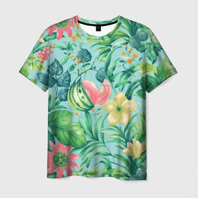 Мужская футболка 3D с принтом Тропики в Белгороде, 100% полиэфир | прямой крой, круглый вырез горловины, длина до линии бедер | 2019 | 2020 | в отпуск | весна | гаваи | гавайи | гавайская | для отпуска | лето | листья | море | настроение | осень | отдых | отпуск | пальма | пальмы | пляж | пляжная | путешественник