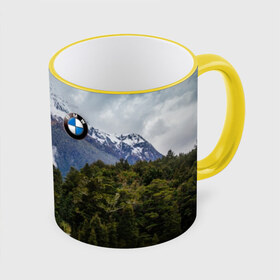 Кружка с принтом BMW в Белгороде, керамика | ёмкость 330 мл | asphalt | bmw | clouds | forest | mountains | nature | road | route | sky | snow | top | асфальт | бмв | вершина | горы | дорога | лес | небо | облака | природа | снег | трасса