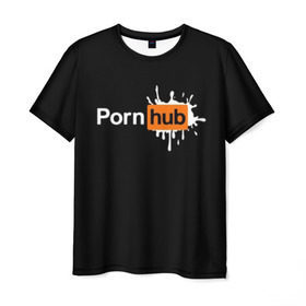 Мужская футболка 3D с принтом PORN HUB в Белгороде, 100% полиэфир | прямой крой, круглый вырез горловины, длина до линии бедер | Тематика изображения на принте: логотип | пошлое
