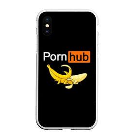 Чехол для iPhone XS Max матовый с принтом PORN HUB в Белгороде, Силикон | Область печати: задняя сторона чехла, без боковых панелей | банан | бананы | логотип | пошлое