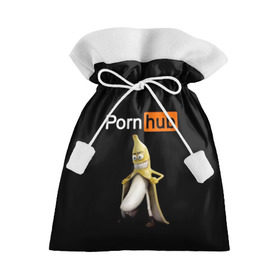Подарочный 3D мешок с принтом PORN HUB в Белгороде, 100% полиэстер | Размер: 29*39 см | Тематика изображения на принте: банан | логотип | пошлое