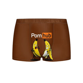 Мужские трусы 3D с принтом PORN HUB в Белгороде, 50% хлопок, 50% полиэстер | классическая посадка, на поясе мягкая тканевая резинка | бананы | логотип | пошлое