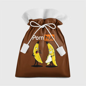 Подарочный 3D мешок с принтом PORN HUB в Белгороде, 100% полиэстер | Размер: 29*39 см | Тематика изображения на принте: бананы | логотип | пошлое