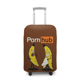 Чехол для чемодана 3D с принтом PORN HUB в Белгороде, 86% полиэфир, 14% спандекс | двустороннее нанесение принта, прорези для ручек и колес | бананы | логотип | пошлое