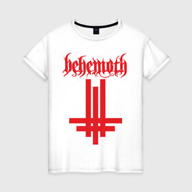 Женская футболка хлопок с принтом behemoth в Белгороде, 100% хлопок | прямой крой, круглый вырез горловины, длина до линии бедер, слегка спущенное плечо | behemoth | blackmetal | death | metal | metall | rock