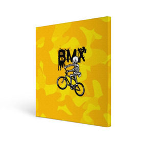 Холст квадратный с принтом BMX в Белгороде, 100% ПВХ |  | bike | bmx | bones | extreme | skeleton | skull | sport | велосипед | скелет | спорт | череп | экстрим
