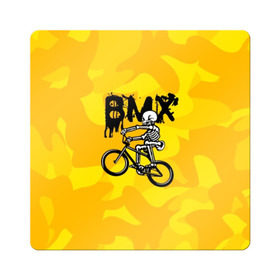 Магнит виниловый Квадрат с принтом BMX в Белгороде, полимерный материал с магнитным слоем | размер 9*9 см, закругленные углы | bike | bmx | bones | extreme | skeleton | skull | sport | велосипед | скелет | спорт | череп | экстрим