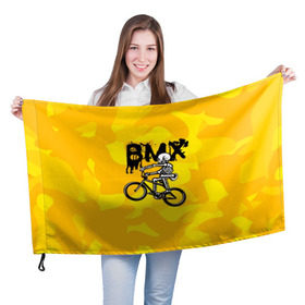Флаг 3D с принтом BMX в Белгороде, 100% полиэстер | плотность ткани — 95 г/м2, размер — 67 х 109 см. Принт наносится с одной стороны | bike | bmx | bones | extreme | skeleton | skull | sport | велосипед | скелет | спорт | череп | экстрим