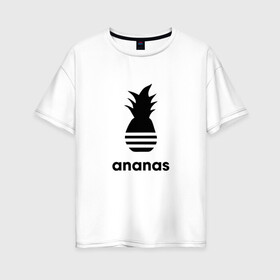 Женская футболка хлопок Oversize с принтом Ананас в Белгороде, 100% хлопок | свободный крой, круглый ворот, спущенный рукав, длина до линии бедер
 | абибос | адидас | ананас