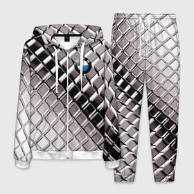 Мужской костюм 3D с принтом BMW в Белгороде, 100% полиэстер | Манжеты и пояс оформлены тканевой резинкой, двухслойный капюшон со шнурком для регулировки, карманы спереди | bmw | metal | pattern | prestige | бмв | металл | престиж | узор