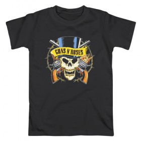 Мужская футболка хлопок с принтом Guns N’ Roses в Белгороде, 100% хлопок | прямой крой, круглый вырез горловины, длина до линии бедер, слегка спущенное плечо. | американская | группа | дафф маккаган | иззи стрэдлин | рок | слэш | хард | хард рок | хеви метал | эксл роуз