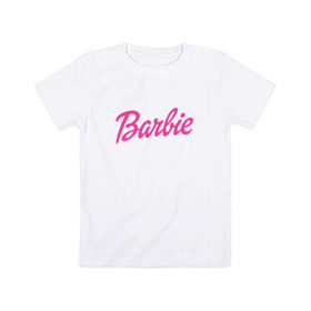 Детская футболка хлопок с принтом Barbie в Белгороде, 100% хлопок | круглый вырез горловины, полуприлегающий силуэт, длина до линии бедер | bad | barbie | bratz | girl | princess | team | барби | братц | девочка | дочка | дочь | кукла | куколка | лого | логотип | любимая | невеста | подружка | прекрасная