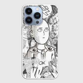 Чехол для iPhone 13 Pro с принтом Чернобелый Сайтама в Белгороде,  |  | anime | one punch man | saitama | аниме | ван панч мен | ванпанчмен | сайтама