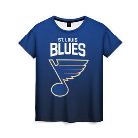 Женская футболка 3D с принтом St. Louis Blues в Белгороде, 100% полиэфир ( синтетическое хлопкоподобное полотно) | прямой крой, круглый вырез горловины, длина до линии бедер | nhl | st. louis blues | блюз | нхл | сент луиз | сент луис | сент луис блюз | тарасенко | хоккей | шайба