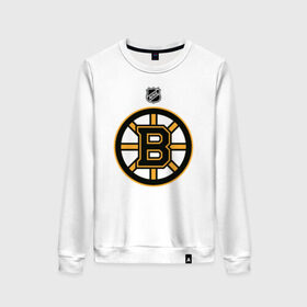 Женский свитшот хлопок с принтом Boston Bruins NHL в Белгороде, 100% хлопок | прямой крой, круглый вырез, на манжетах и по низу широкая трикотажная резинка  | boston | boston bruins | hockey | nhl | бостон | бостон брюинз | кубок стенли | нхл | спорт | хоккей | шайба