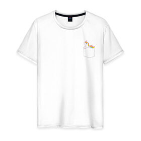 Мужская футболка хлопок с принтом Единорог в Белгороде, 100% хлопок | прямой крой, круглый вырез горловины, длина до линии бедер, слегка спущенное плечо. | единорог | единорог купить | единорог рисунок | милые единороги | прикольный принт | принт на футболку | футболка с единорогом