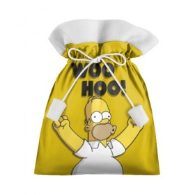 Подарочный 3D мешок с принтом HOMER - WOO HOO! в Белгороде, 100% полиэстер | Размер: 29*39 см | bart | homer | lisa | the simpsons | барт | гомер | лиза | мэгги | симпсоны