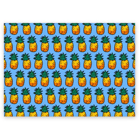 Поздравительная открытка с принтом Ананасы (Лето) в Белгороде, 100% бумага | плотность бумаги 280 г/м2, матовая, на обратной стороне линовка и место для марки
 | ананас | лето | море | пальмы