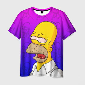 Мужская футболка 3D с принтом Уставший Гомер в Белгороде, 100% полиэфир | прямой крой, круглый вырез горловины, длина до линии бедер | bart | gomer | simpson | simpsons | барт | гомер | лиза | симпсоны | усталость