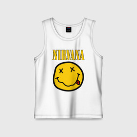 Детская майка хлопок с принтом NIRVANA в Белгороде,  |  | music | nirvana | rip smile | rock | smile | группа | курт кобейн | музыка | нирвана | рок | смайл