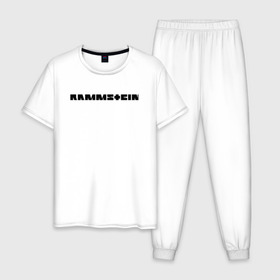 Мужская пижама хлопок с принтом Rammstein в Белгороде, 100% хлопок | брюки и футболка прямого кроя, без карманов, на брюках мягкая резинка на поясе и по низу штанин
 | deutschland | duhastviel.mutter | hevy metal | meinteil | music | rammstein | rammsteinfan | ramshtain | rock | германия | метал | музыка | немцы | рамштаин | рамштайн | рамштейн | рок