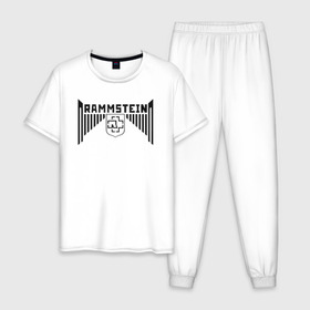Мужская пижама хлопок с принтом Rammstein в Белгороде, 100% хлопок | брюки и футболка прямого кроя, без карманов, на брюках мягкая резинка на поясе и по низу штанин
 | deutschland | duhastviel.mutter | hevy metal | meinteil | music | rammstein | rammsteinfan | ramshtain | rock | германия | метал | музыка | немцы | рамштаин | рамштайн | рамштейн | рок