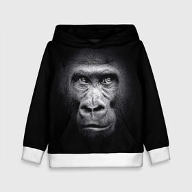 Детская толстовка 3D с принтом Горилла в Белгороде, 100% полиэстер | двухслойный капюшон со шнурком для регулировки, мягкие манжеты на рукавах и по низу толстовки, спереди карман-кенгуру с мягким внутренним слоем | animal | black | eyes | fauna | gorilla | gray | look | monkey | muzzle | primate | взгляд | глаза | горилла | животное | обезьяна | примат | серый | фауна | черный