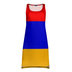 Платье-майка 3D с принтом Армения. Флаг. в Белгороде, 100% полиэстер | полуприлегающий силуэт, широкие бретели, круглый вырез горловины, удлиненный подол сзади. | армения | армянский | государство | знамя | кавказ | республика | символ | снг | ссср | страна | флаг
