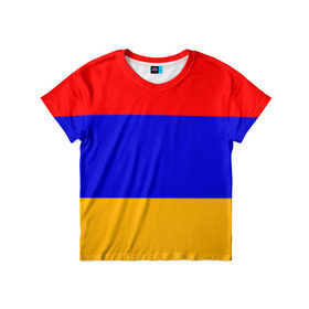 Детская футболка 3D с принтом Армения. Флаг. в Белгороде, 100% гипоаллергенный полиэфир | прямой крой, круглый вырез горловины, длина до линии бедер, чуть спущенное плечо, ткань немного тянется | армения | армянский | государство | знамя | кавказ | республика | символ | снг | ссср | страна | флаг